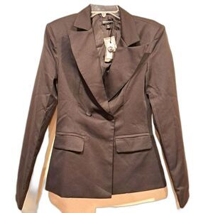 PrettyLittleThing tall woven pocket detail double breasted blazer size 4 NWT
